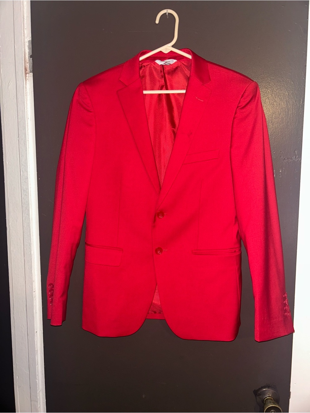Men's Red Blazer - Classic Tailored Single-Breasted Jacket and Suit Pants